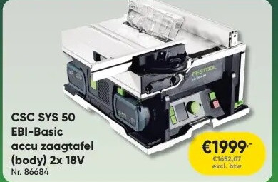 CSC SYS 50 EBI-Basic accu zaagtafel (body) 2x 18V Nr. 86684