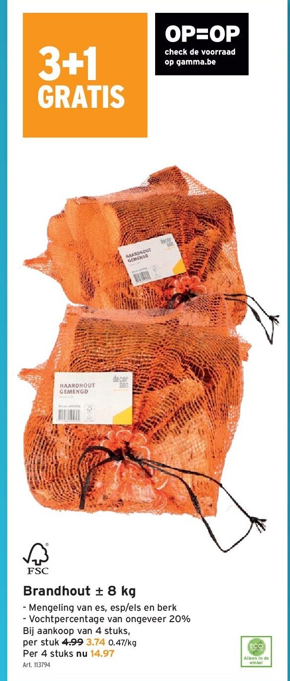 Brandhout ± 8 kg