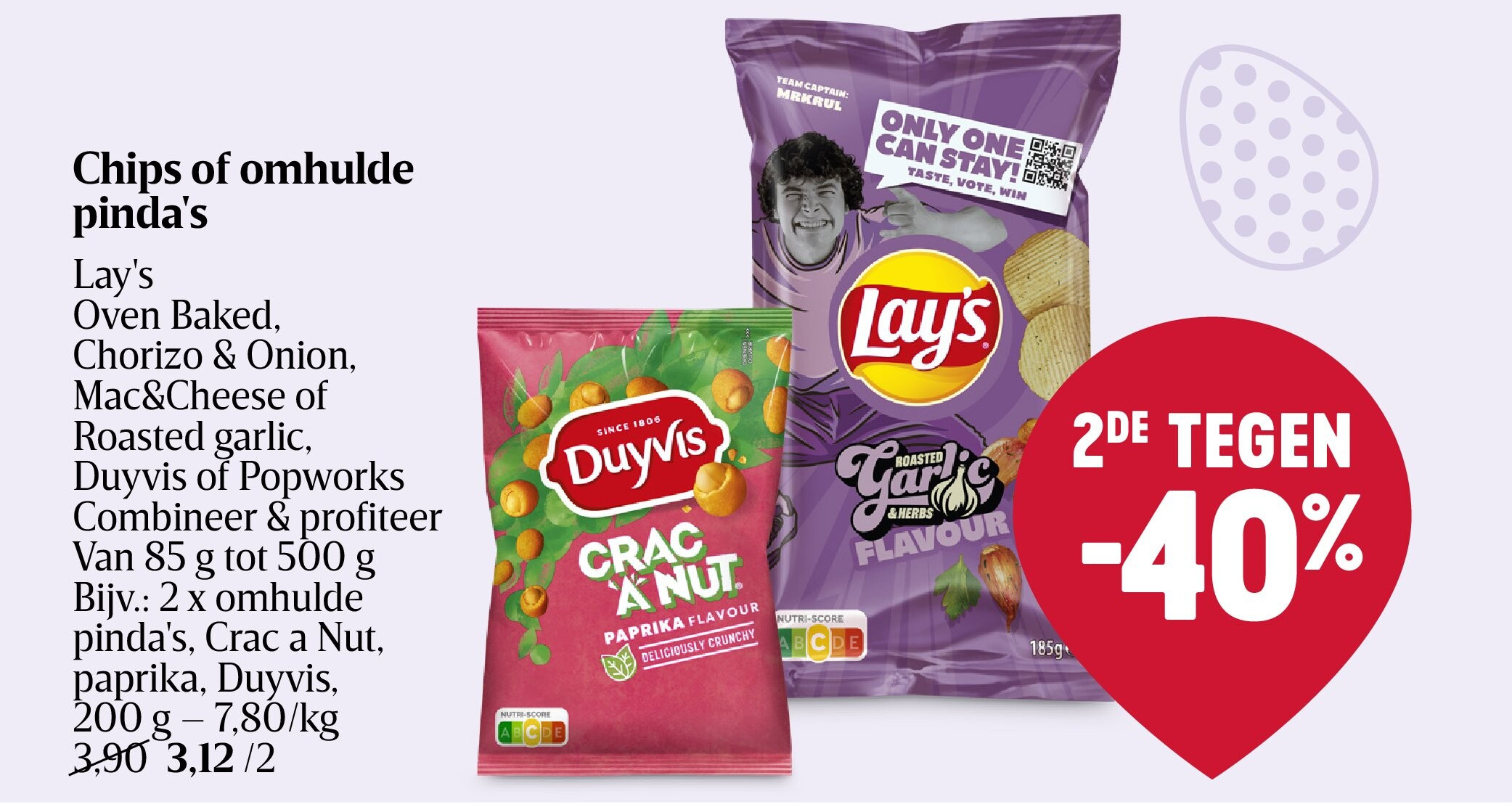 Chips of omhulde pinda's