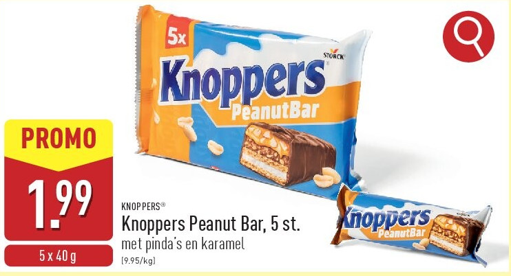 Knoppers Peanut Bar, 5 st.
