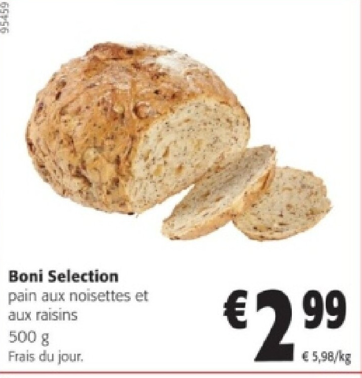 Boni Selection pain aux noisettes et aux raisIns 500 g