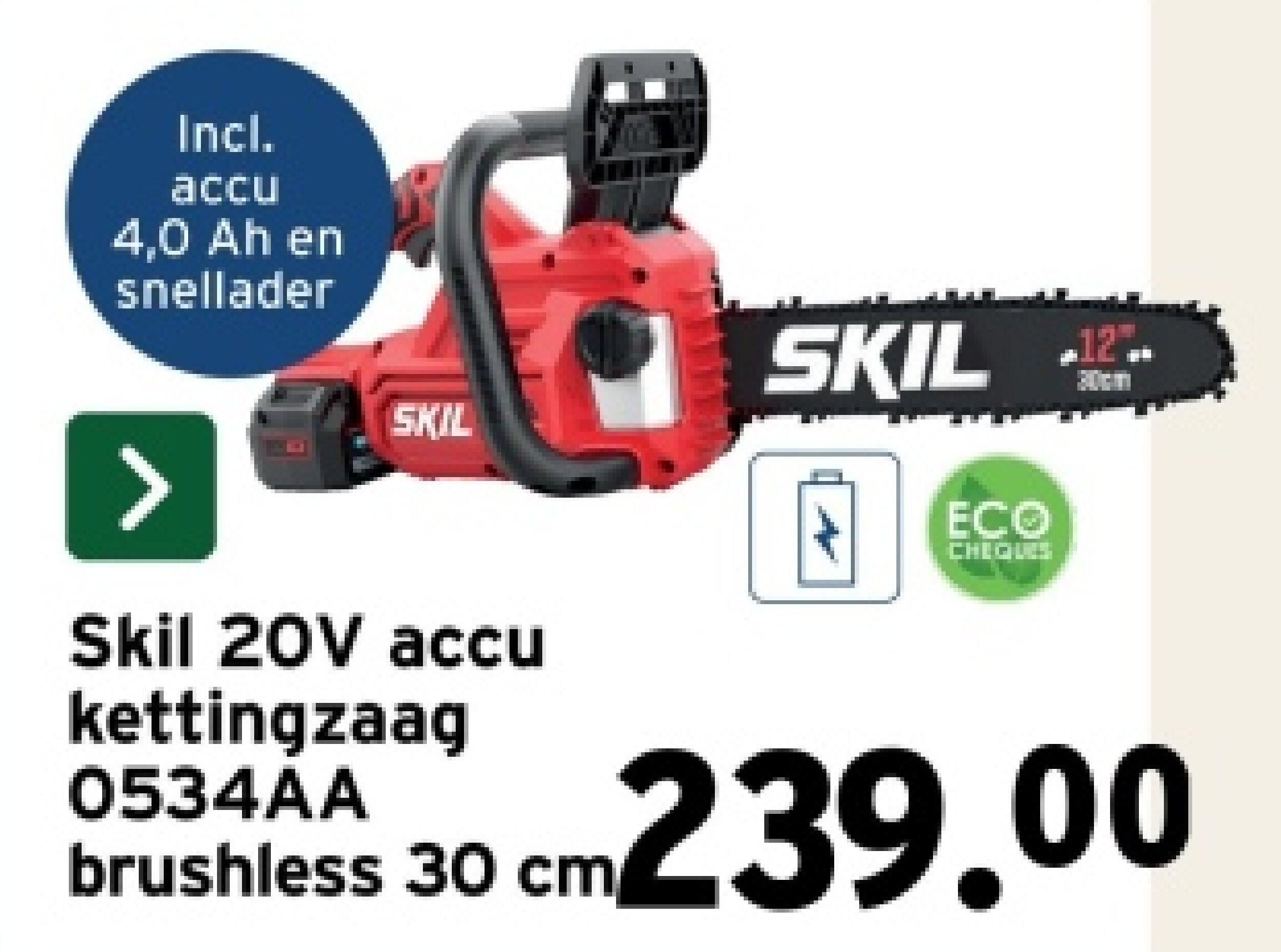 Skil 20V accu kettingzaag 0534AA brushless 30 cm
