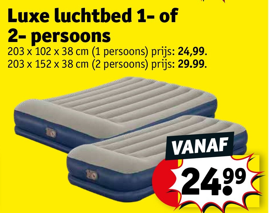 Luxe luchtbed 1- of 2- persoons 203 x 102 x 38 cm (1 persoons