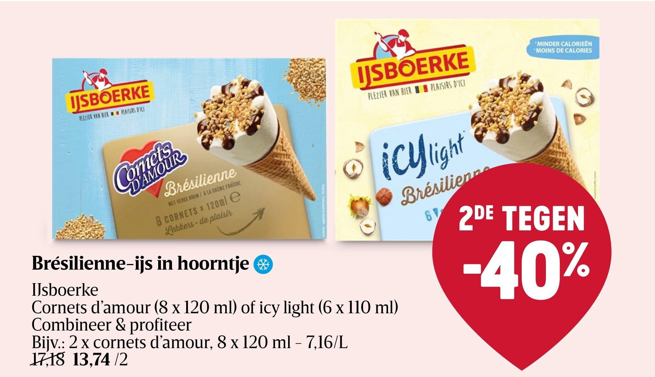 Brésilienne-ijs in hoorntje