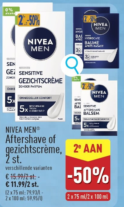 Aftershaveof gezichtscrème, 2st.