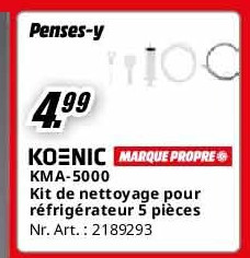 KMA-5000 Kit de nettoyage pour réfrigérateur 5 pièces