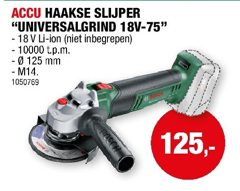 ACCU HAAKSE SLIJPER “UNIVERSALGRIND 18V-75”