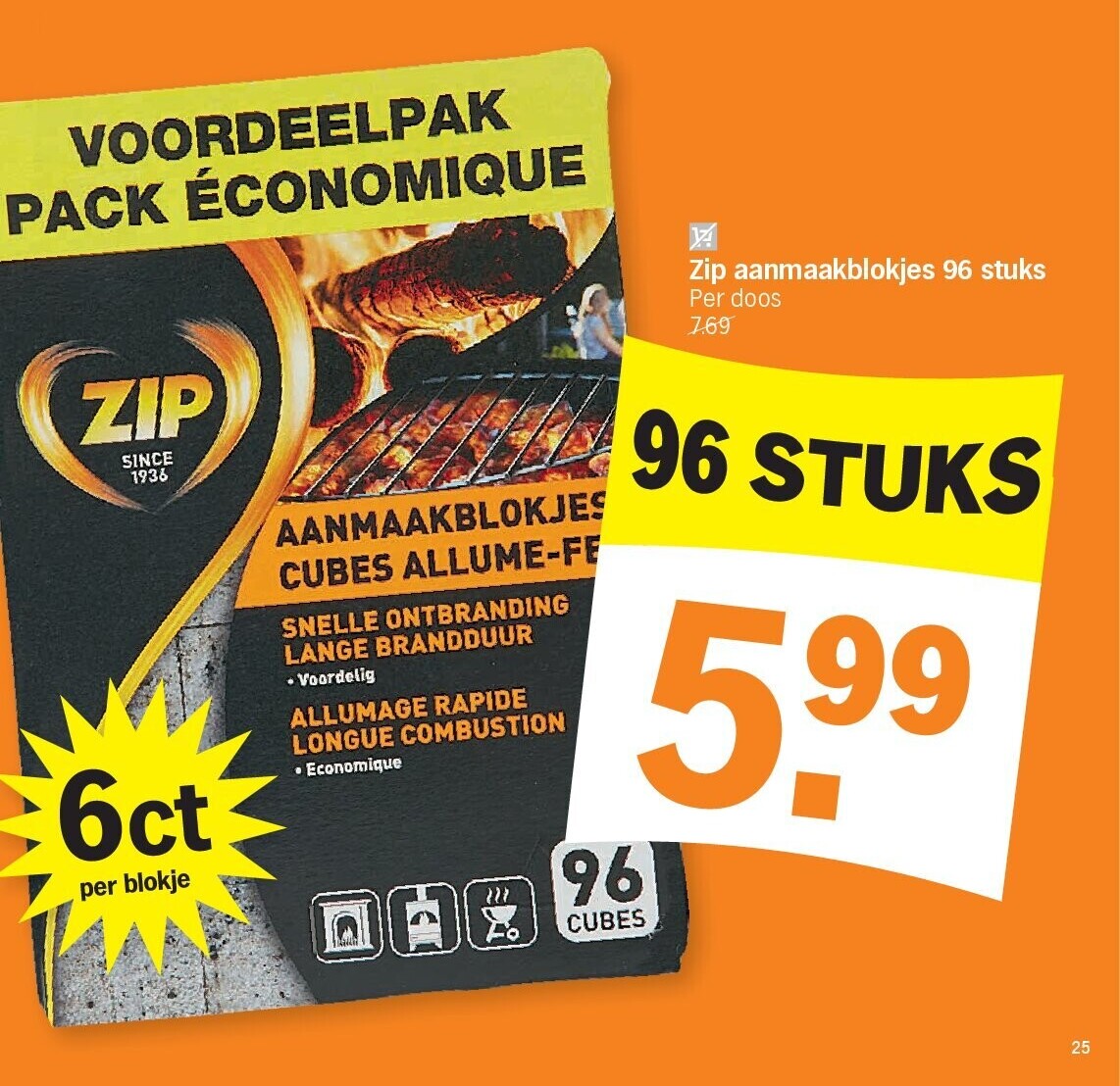 Zip aanmaakblokjes 96 stuks