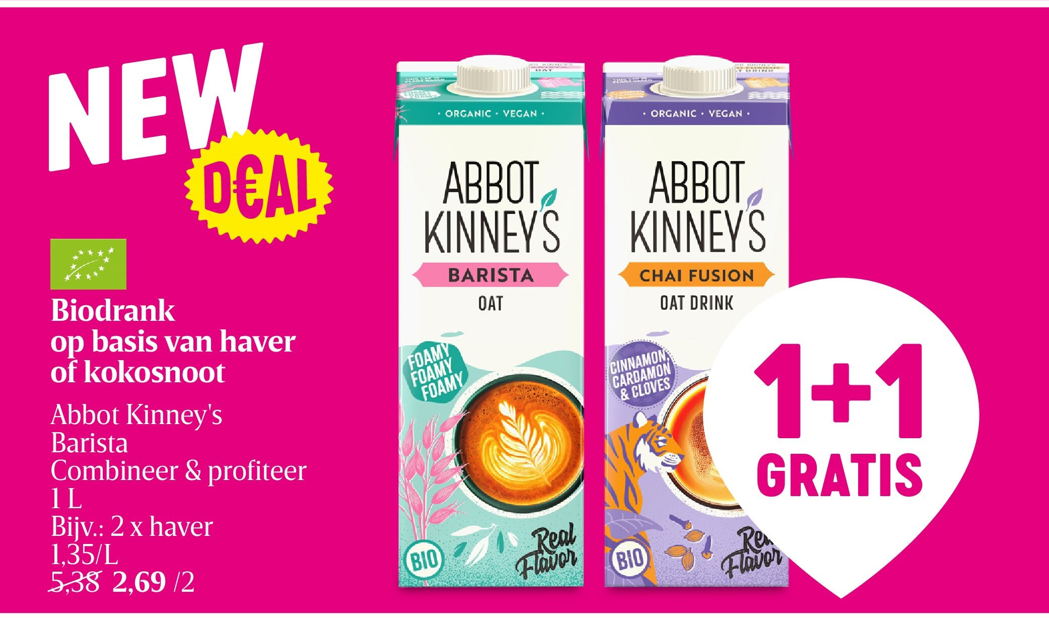 Biodrank op basis van haver of kokosnoot