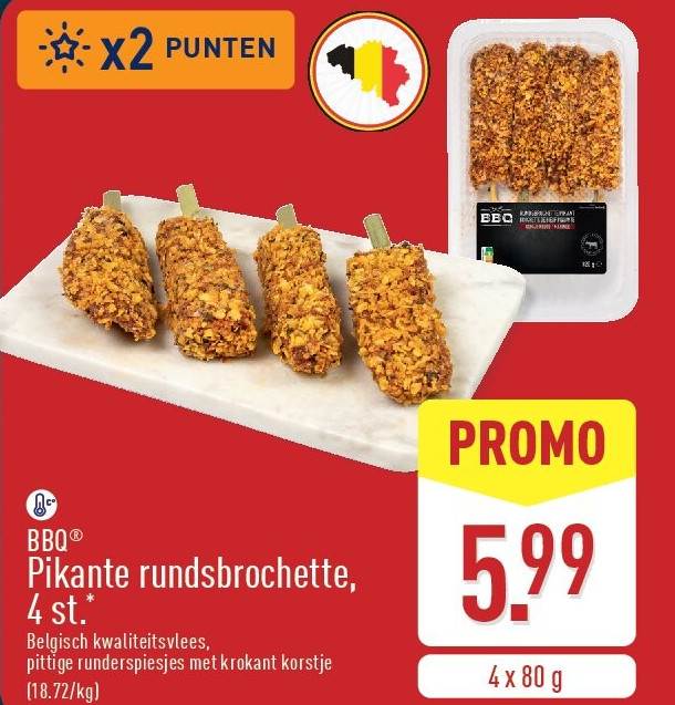 Pikante rundsbrochette, 4st.