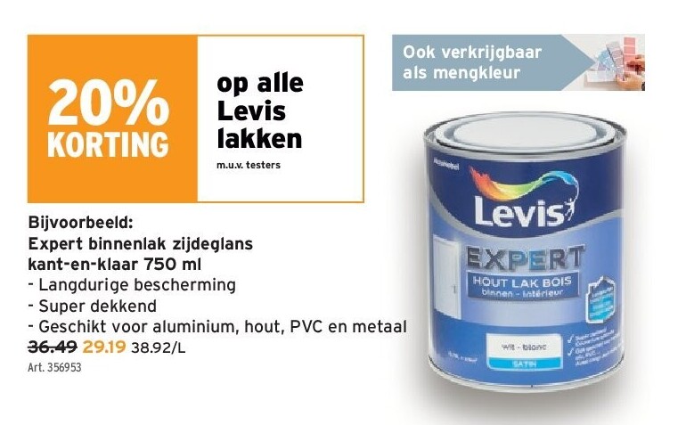 Levis lakken Expert binnenlak zijdeglans kant-en-klaar 750 ml
