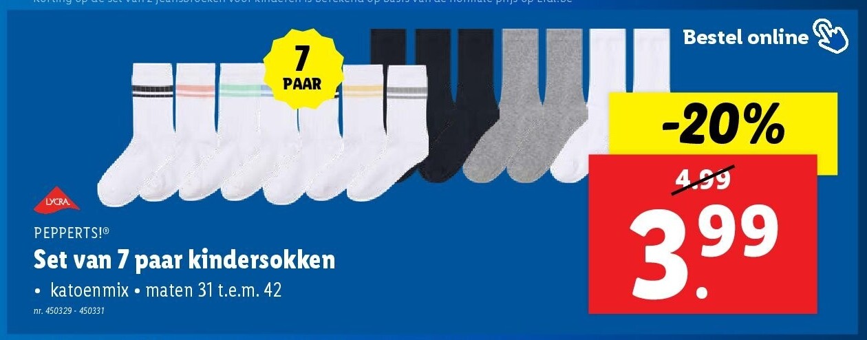 Set van 7 paar kindersokken