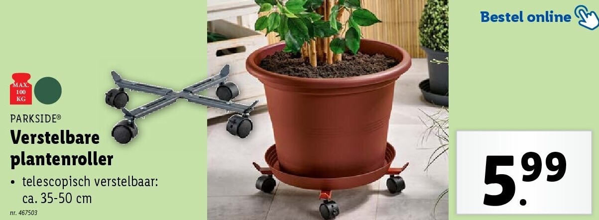 Verstelbare plantenroller