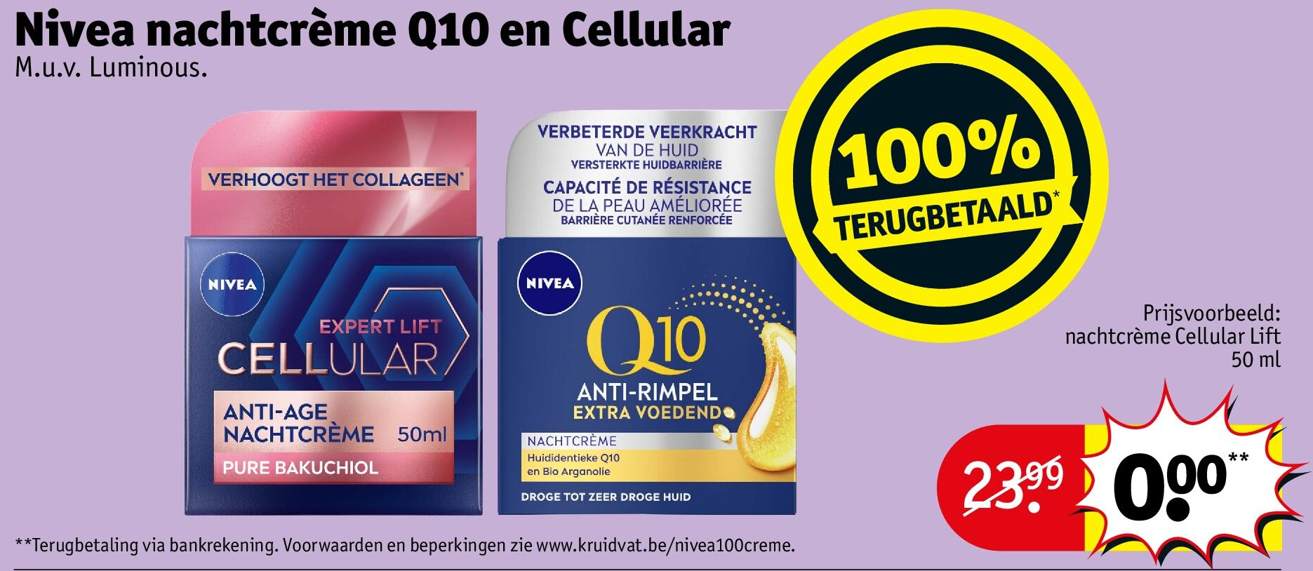 Nivea nachtcrème Q10 en Cellular