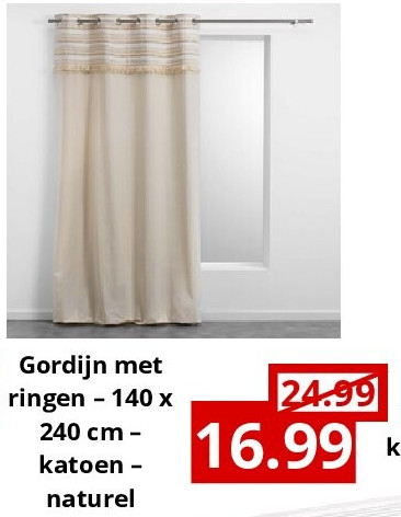 Gordijn met ringen – 140 x 240 cm – katoen – naturel