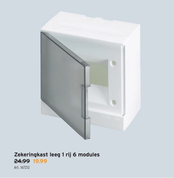 Zekeringkast leeg 1 rij 6 modules