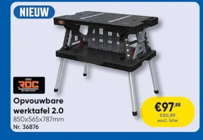 Opvouwbare werktafel 2.0 850x565x787mm Nr. 36876