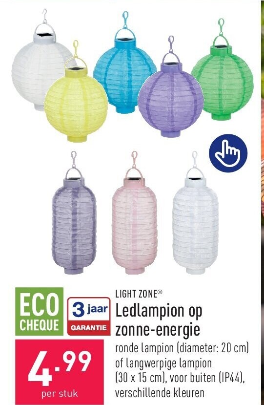 Ledlampion op zonne-energie