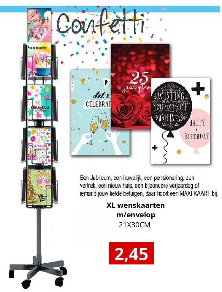 XL wenskaarten m/envelop 21X30CM