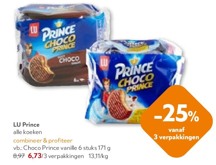 LU Prince Choco Prince vanille 6 stuks 171 g