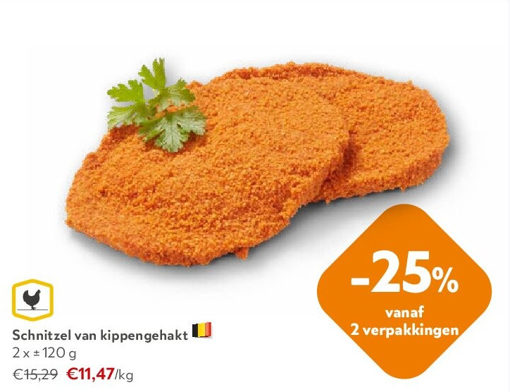 Schnitzel van kippengehakt