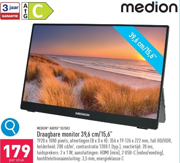 Draagbare monitor 39,6 cm/15,6"