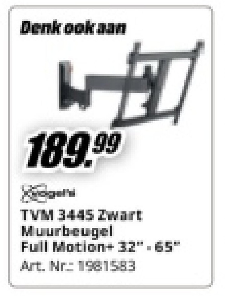 VOGEL'S TVM 3445 Zwart Muurbeugel Full Motion+32"-65"