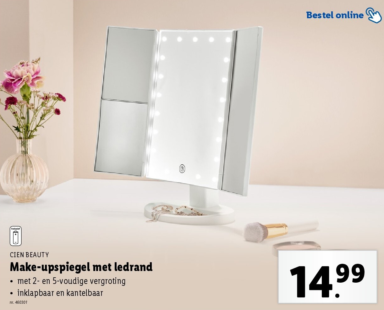 Make-upspiegel met ledrand