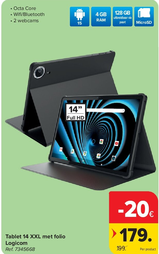Tablet 14 XXL met folio Logicom