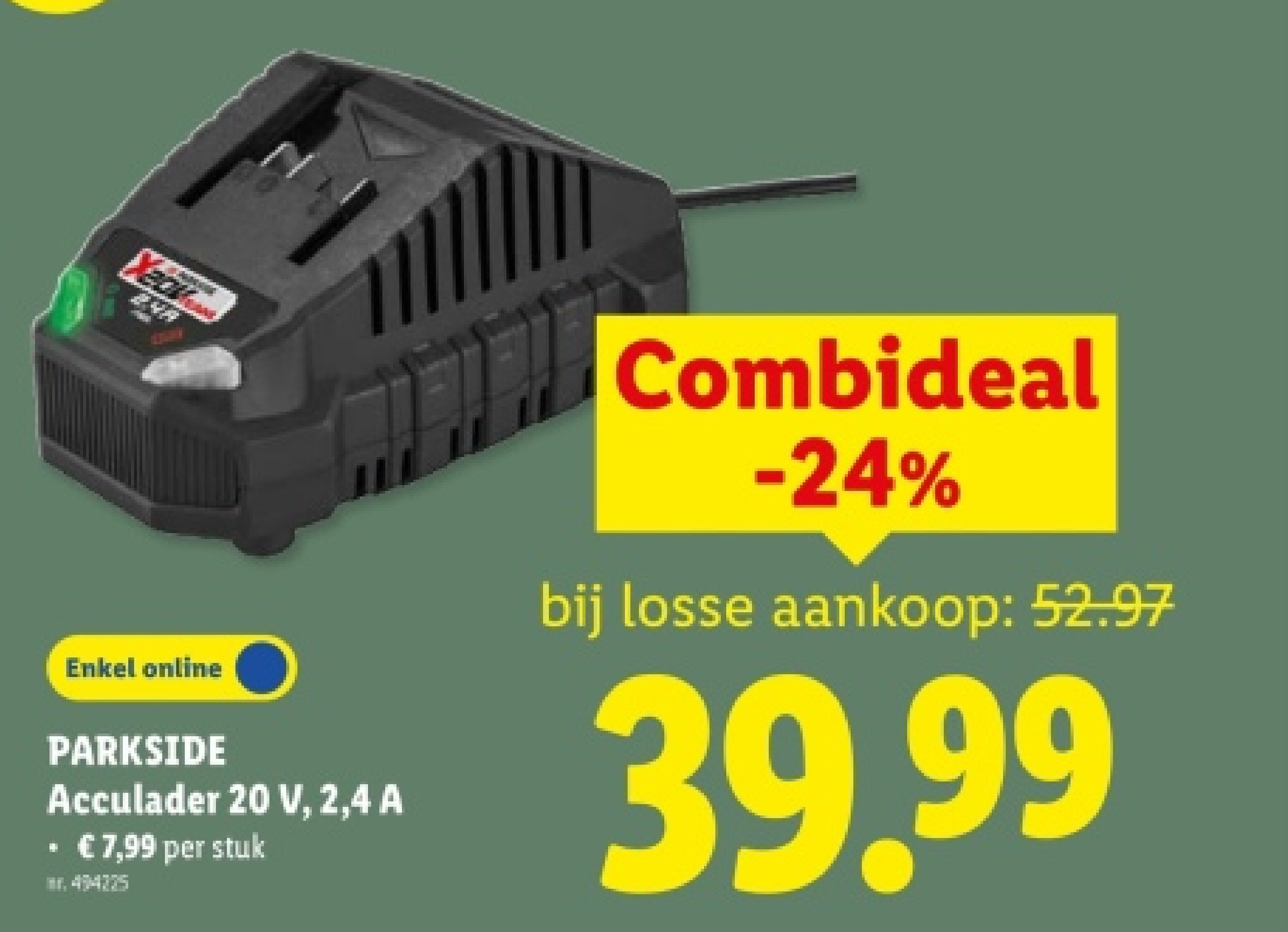 Acculader 20 V, 2,4 A