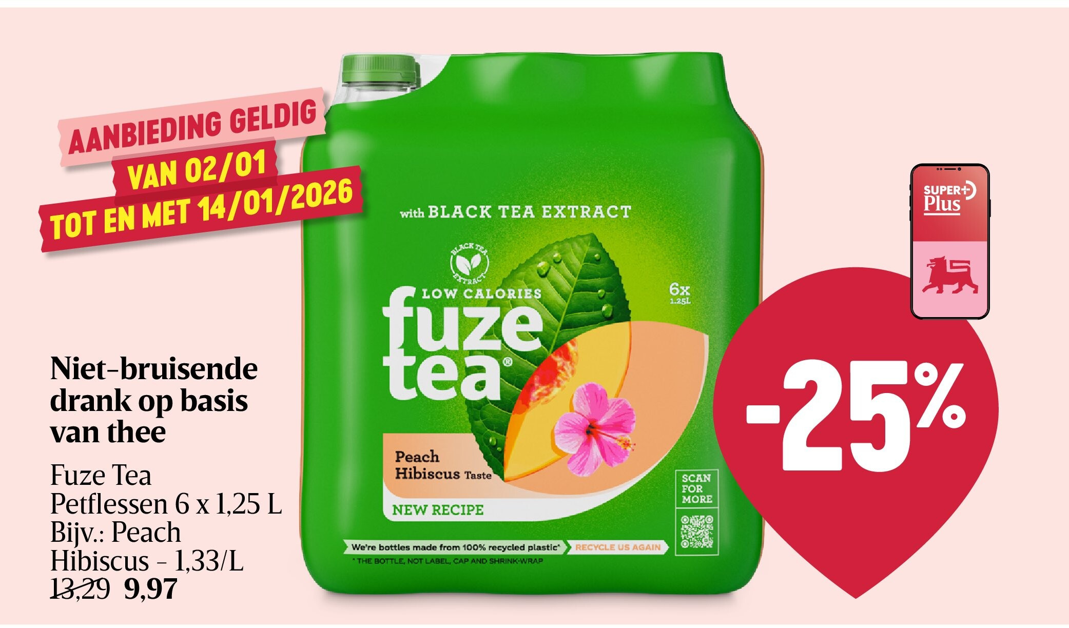 Niet-bruisende drank op basis van thee