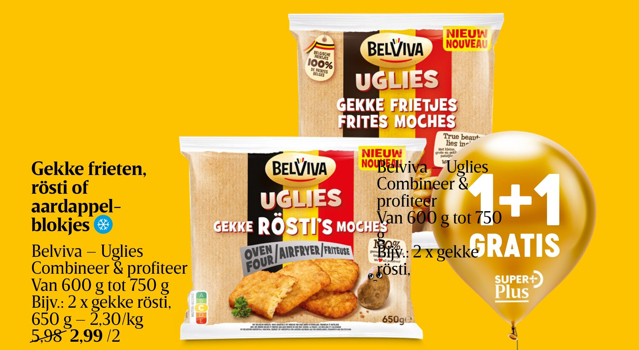 Gekke frieten, rösti of aardappelblokjes