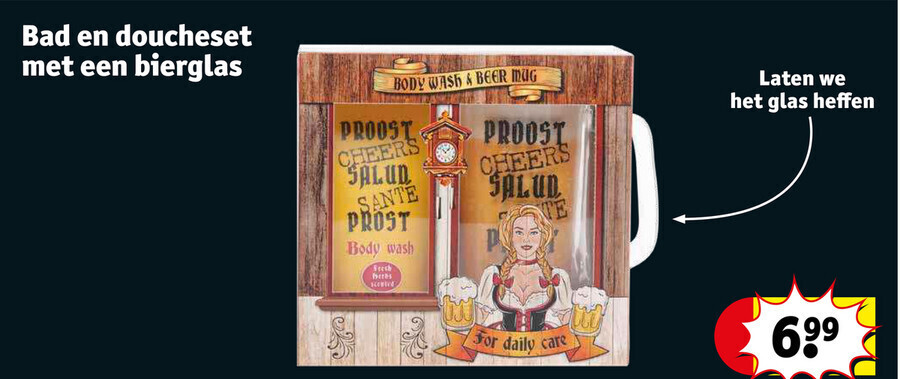 Bad en doucheset met een bierglas