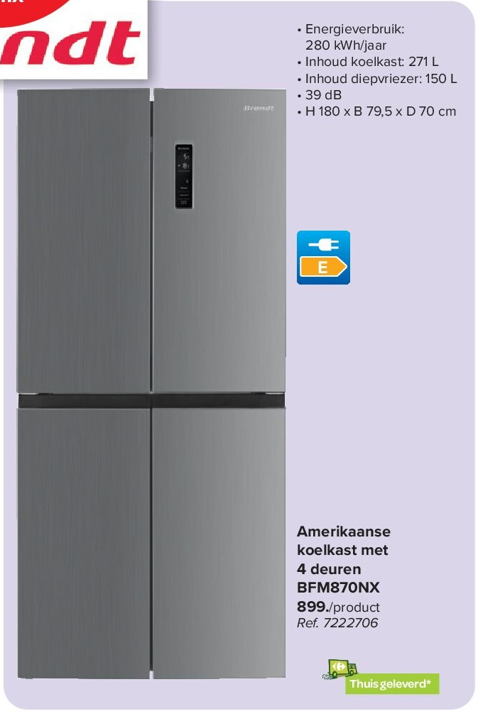 Amerikaanse koelkast met 4 deuren BFM870NX