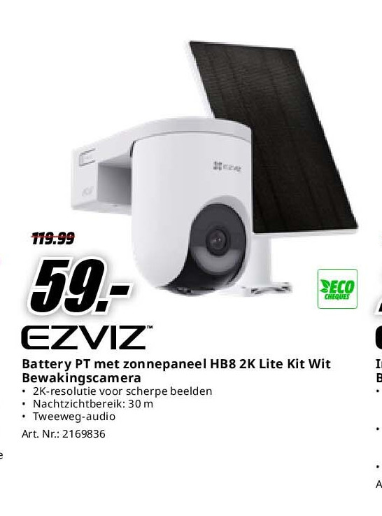 Battery PT met zonnepaneel HB8 2K Lite Kit Wit Bewakingscamera