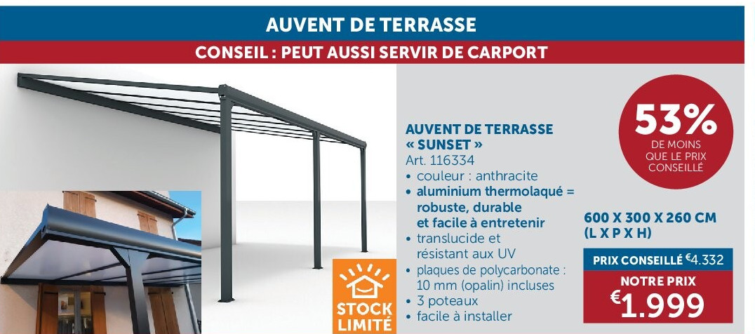 AUVENT DE TERRASSE « SUNSET »