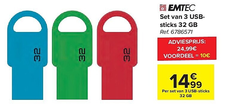 Set van 3 USBsticks 32 GB