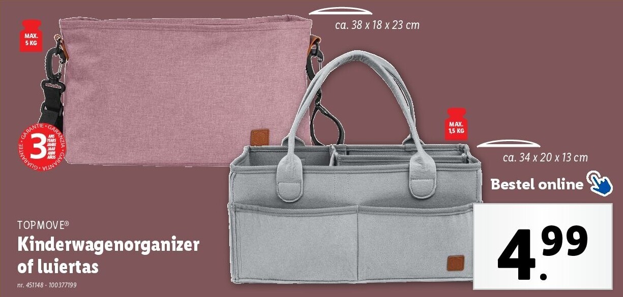 Kinderwagenorganizer of luiertas