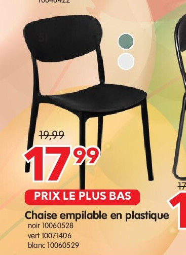 Chaise empilable en plastique