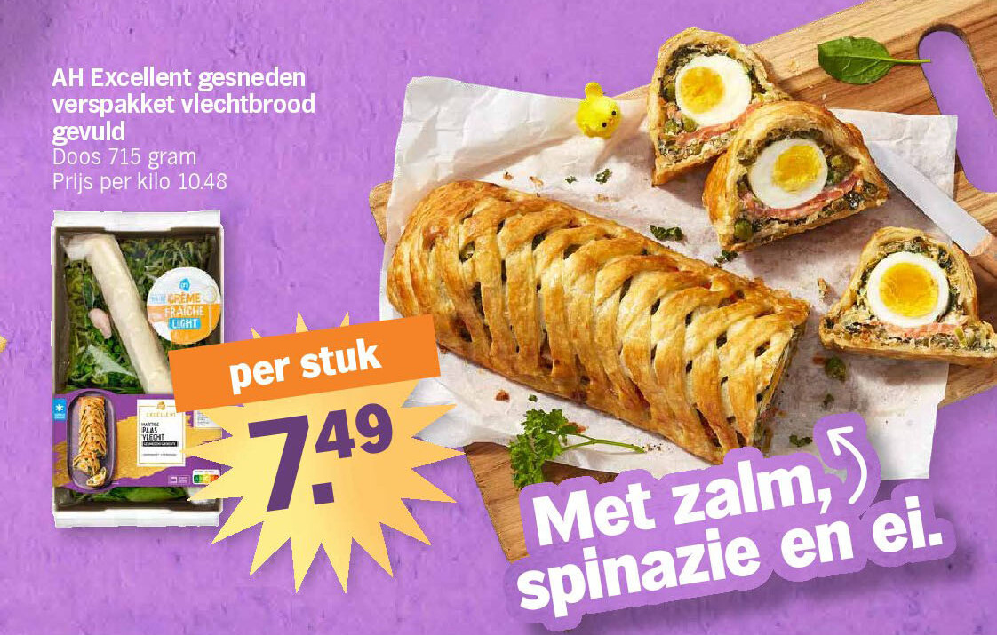 AH Excellent gesneden verspakket vlechtbrood gevuld