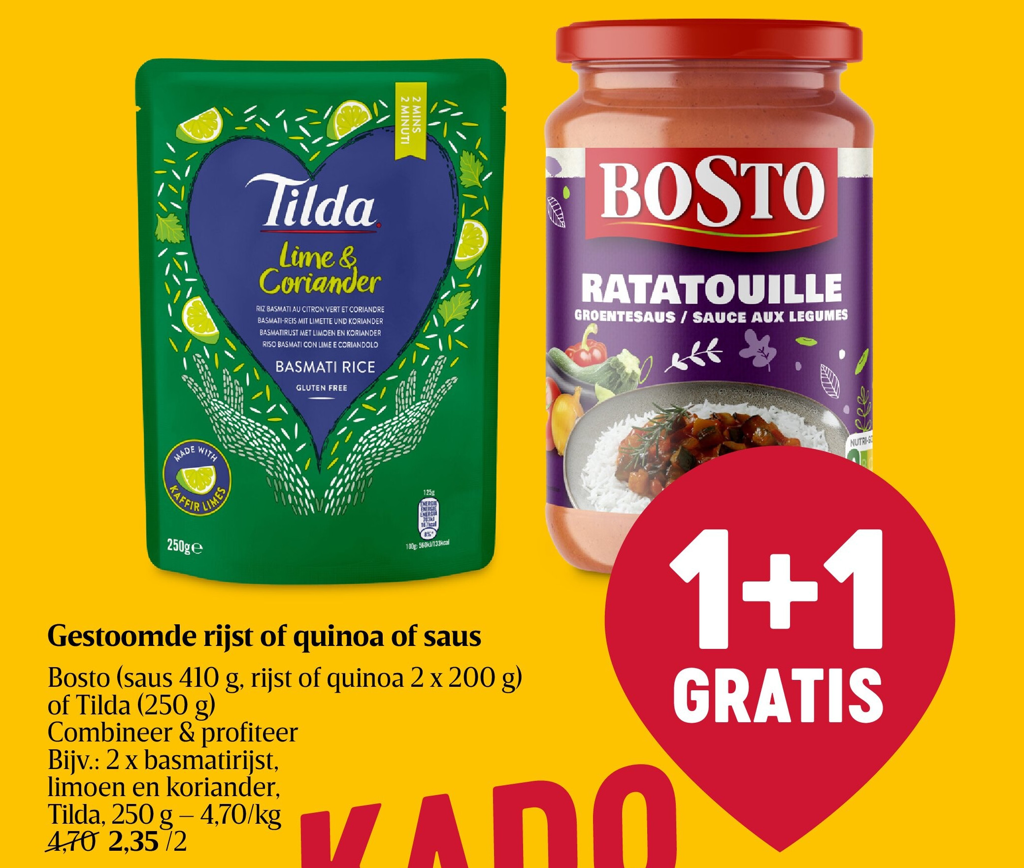 Gestoomde rijst of quinoa of saus