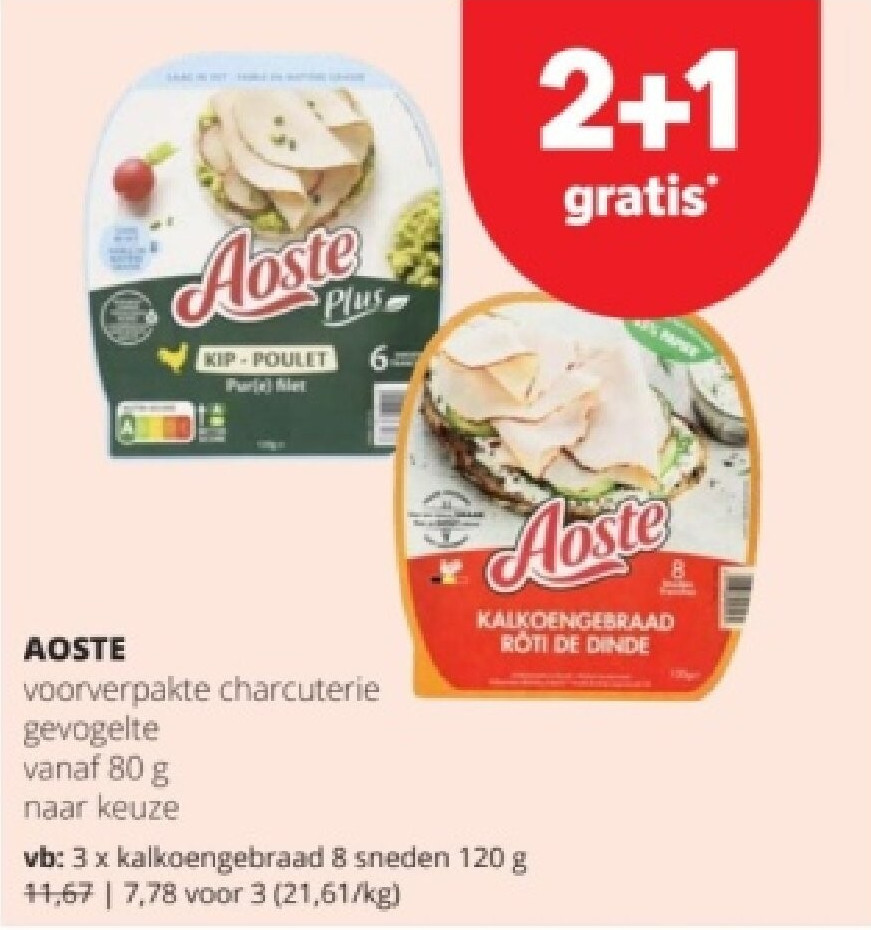 AOSTE kalkoengebraad 8 sneden 120 g