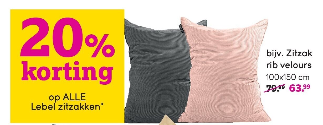 bijv. Zitzak rib velours