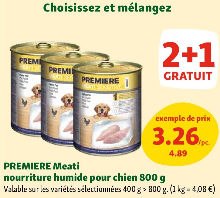 PREMIERE Meati nourriture humide pour chien 800 g
