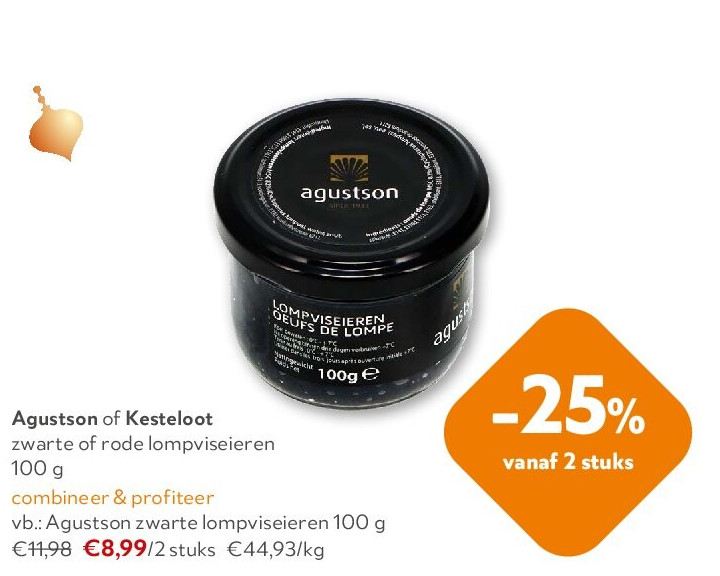 Agustson of Kesteloot zwarte of rode lompviseieren 100 g