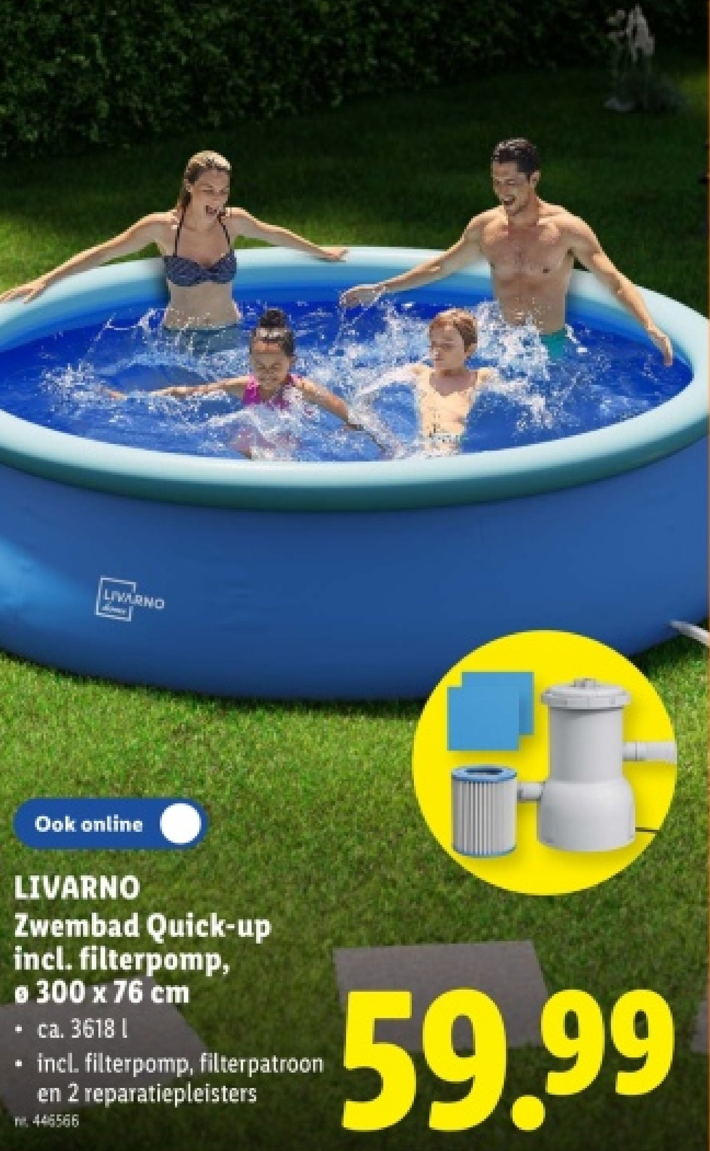 Zwembad Quick-up incl. filterpomp, 300 x 76 cm
