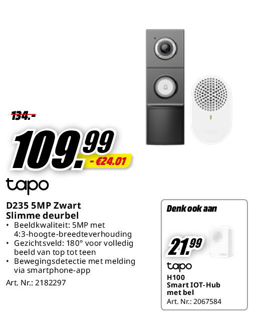D235 5MP Zwart Slimme deurbel