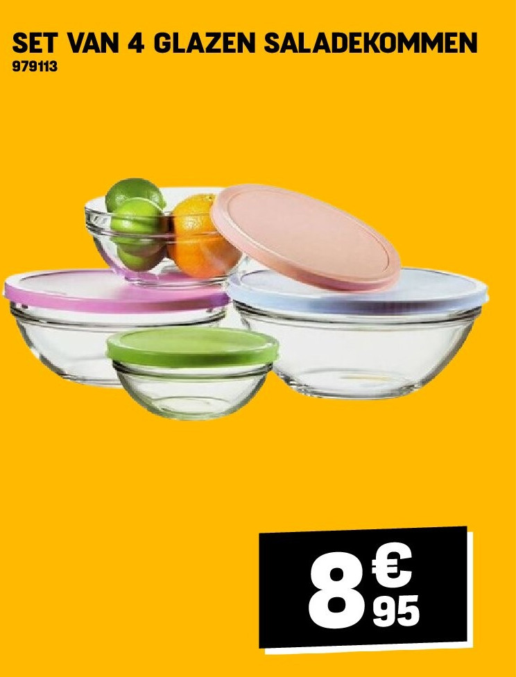 SET VAN 4 GLAZEN SALADEKOMMEN