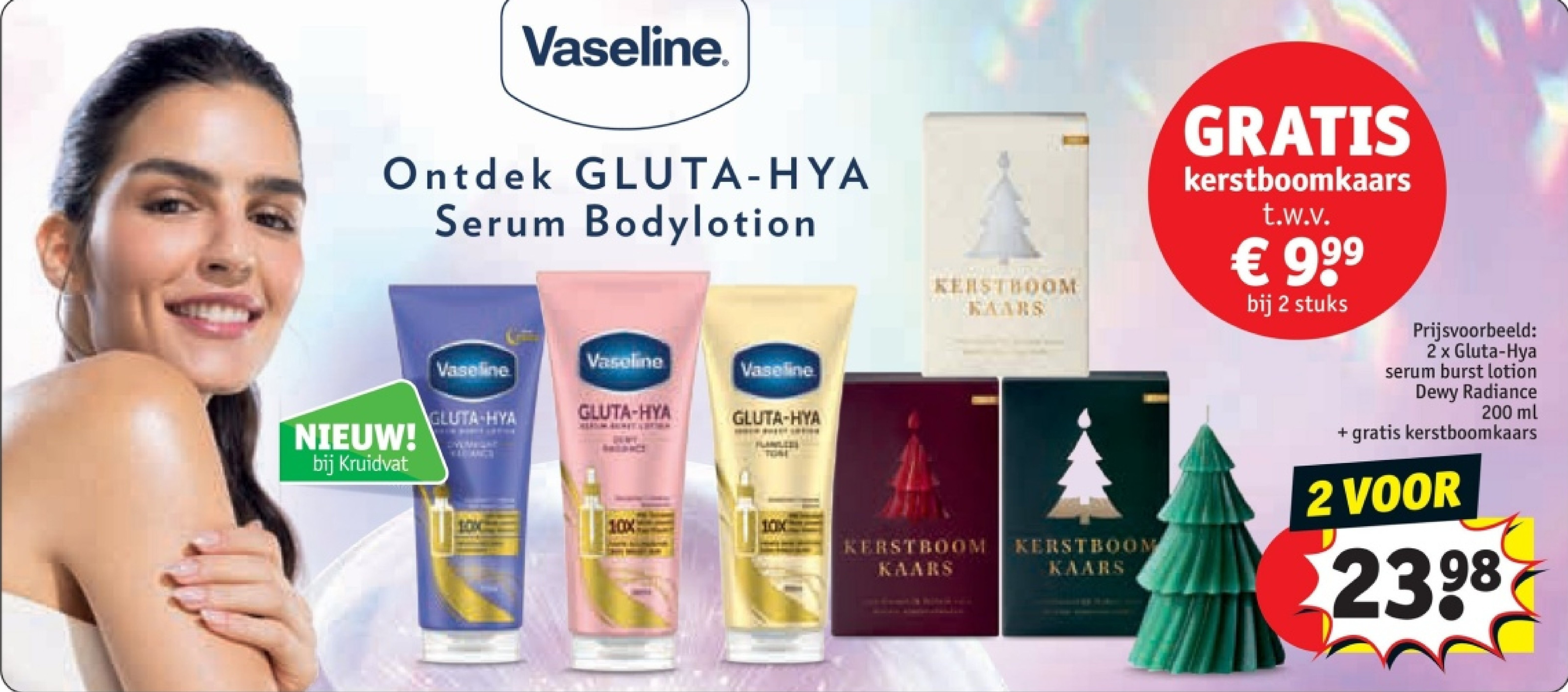 2 x Gluta-Hya serum burst lotion Dewy Radiance 200 ml + gratis kerstboomkaars