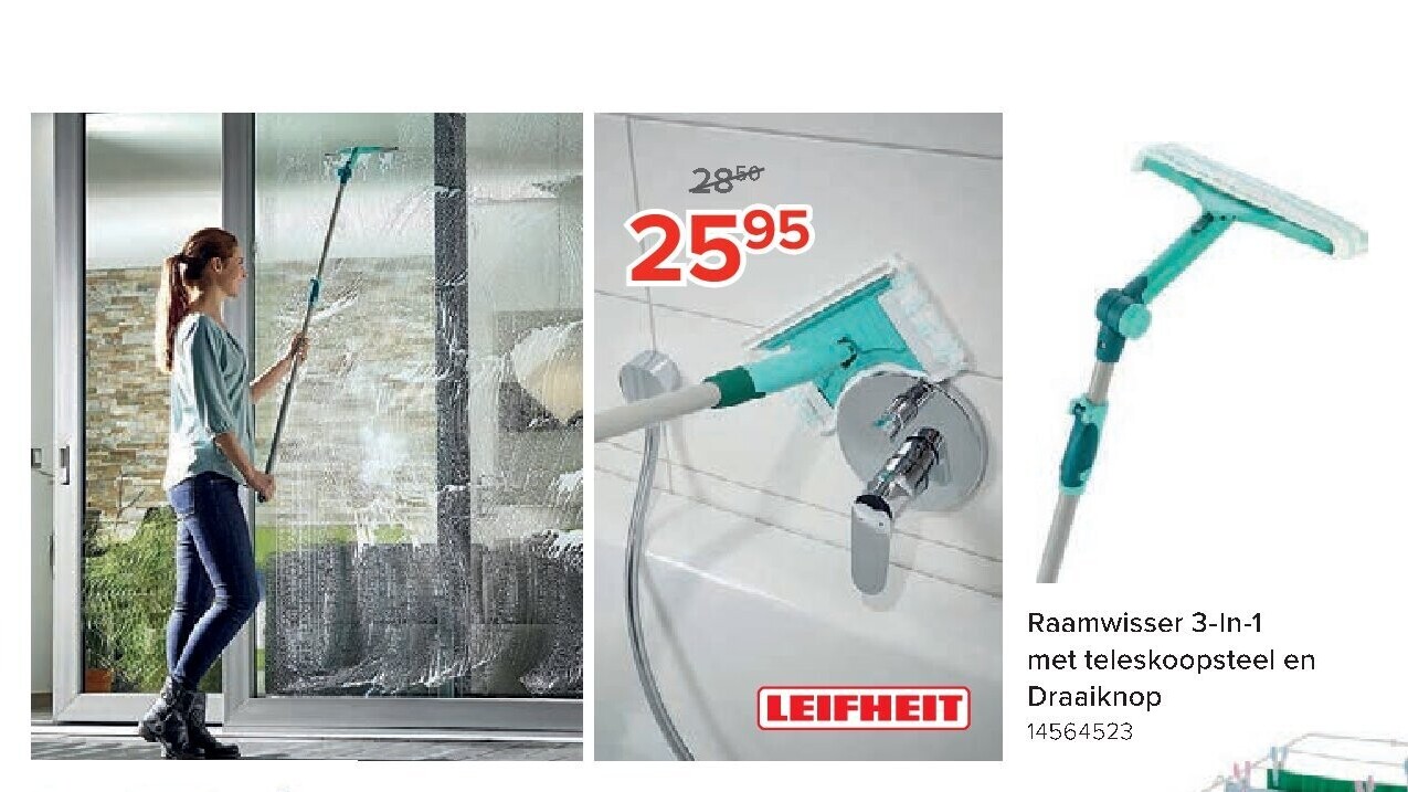 Raamwisser 3-In-1 met teleskoopsteel en Draaiknop